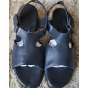 SAS Women's Navy Blue Tripad Comfort Heeled Leather Sandal Size 11M ~Excellent~